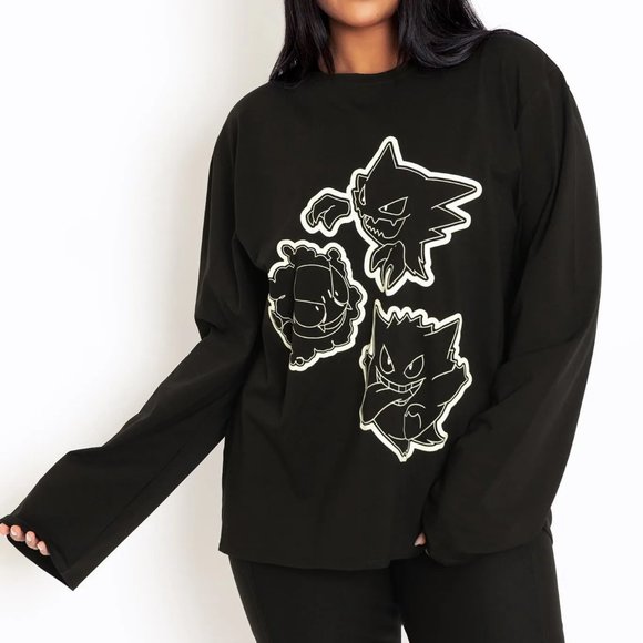 NWT BlackMilk x Pokemon Gastly Evolution long sleeve oversized pullover t-shirt - Picture 7 of 16